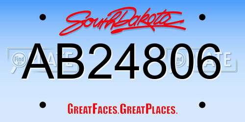AB24806 South Dakota License Plate