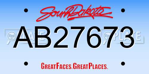 AB27673 South Dakota License Plate