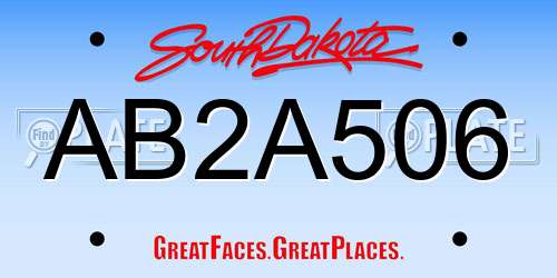 AB2A506 South Dakota License Plate