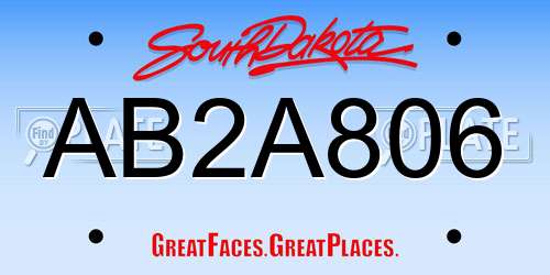 AB2A806 South Dakota License Plate