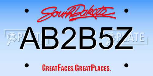 AB2B5Z South Dakota License Plate