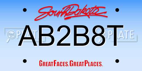AB2B8T South Dakota License Plate