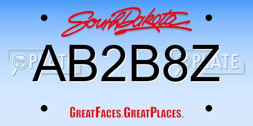 AB2B8Z South Dakota License Plate