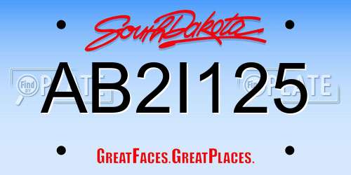 AB2I125 South Dakota License Plate