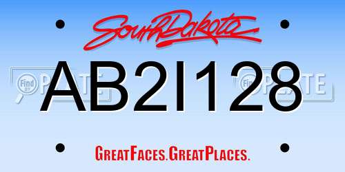 AB2I128 South Dakota License Plate