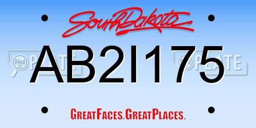 AB2I175 South Dakota License Plate