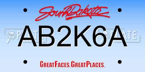 AB2K6A South Dakota License Plate