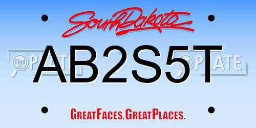 AB2S5T South Dakota License Plate