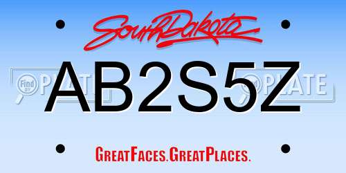 AB2S5Z South Dakota License Plate