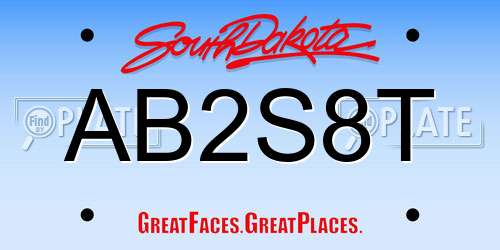 AB2S8T South Dakota License Plate