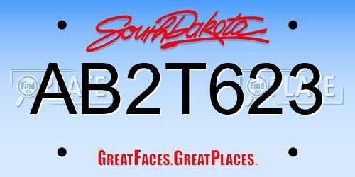 AB2T623 South Dakota License Plate
