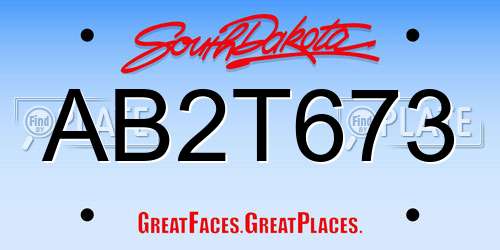AB2T673 South Dakota License Plate