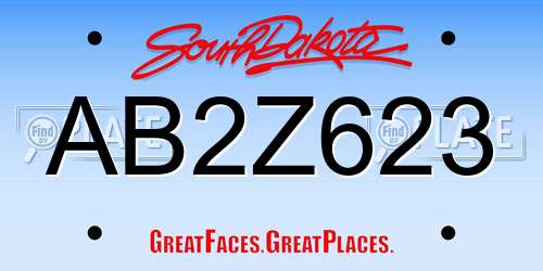 AB2Z623 South Dakota License Plate