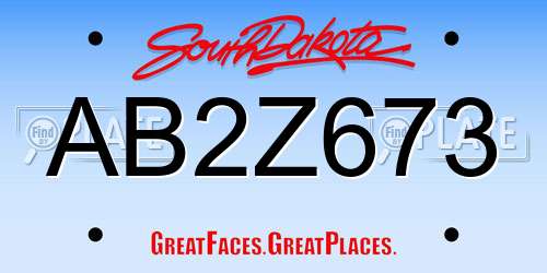 AB2Z673 South Dakota License Plate