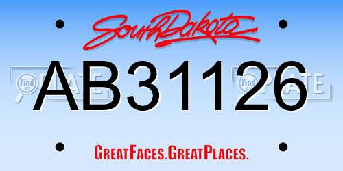 AB31126 South Dakota License Plate
