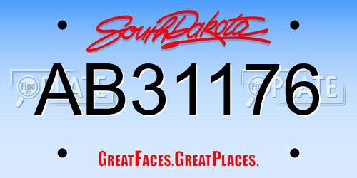 AB31176 South Dakota License Plate