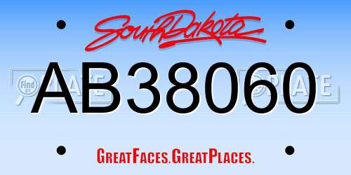 AB38060 South Dakota License Plate