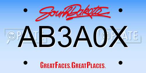 AB3A0X South Dakota License Plate
