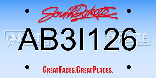 AB3I126 South Dakota License Plate