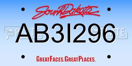 AB3I296 South Dakota License Plate