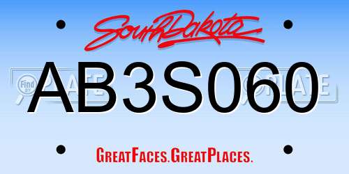 AB3S060 South Dakota License Plate