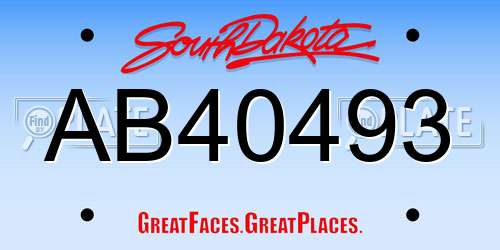 AB40493 South Dakota License Plate