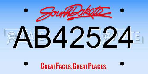 AB42524 South Dakota License Plate