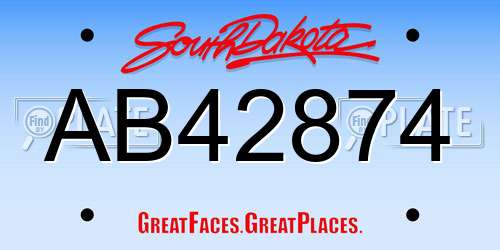 AB42874 South Dakota License Plate