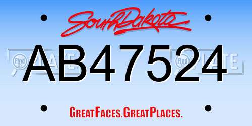 AB47524 South Dakota License Plate
