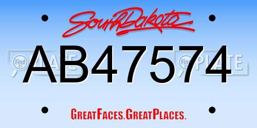 AB47574 South Dakota License Plate