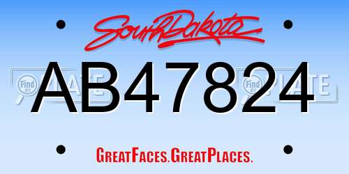 AB47824 South Dakota License Plate