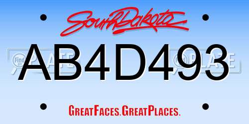 AB4D493 South Dakota License Plate