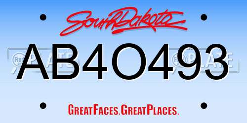 AB4O493 South Dakota License Plate