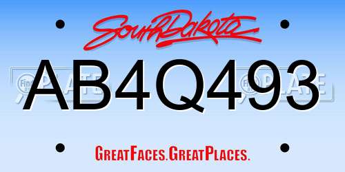 AB4Q493 South Dakota License Plate