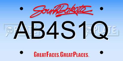 AB4S1Q South Dakota License Plate