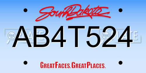 AB4T524 South Dakota License Plate