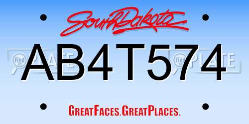 AB4T574 South Dakota License Plate