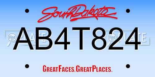 AB4T824 South Dakota License Plate
