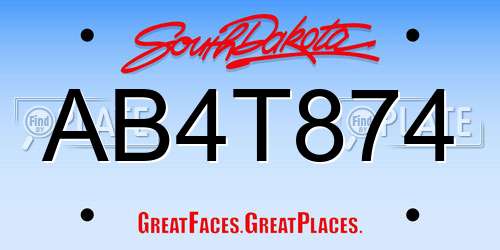 AB4T874 South Dakota License Plate