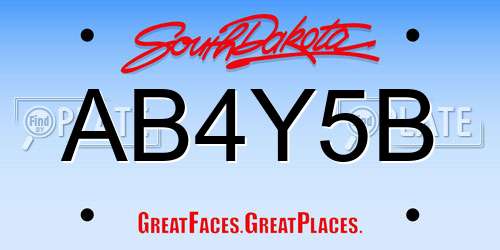 AB4Y5B South Dakota License Plate