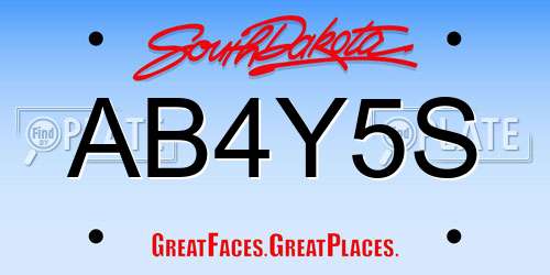 AB4Y5S South Dakota License Plate