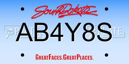 AB4Y8S South Dakota License Plate