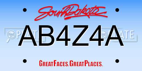 AB4Z4A South Dakota License Plate