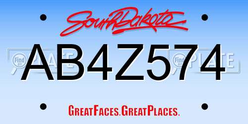 AB4Z574 South Dakota License Plate