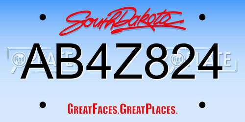 AB4Z824 South Dakota License Plate