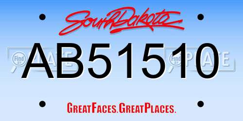 AB51510 South Dakota License Plate