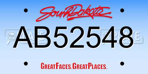 AB52548 South Dakota License Plate