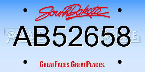 AB52658 South Dakota License Plate