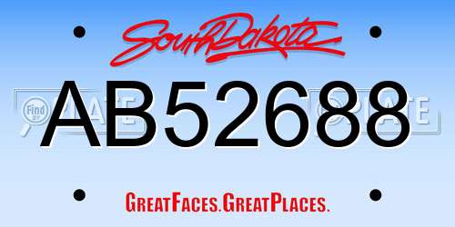 AB52688 South Dakota License Plate