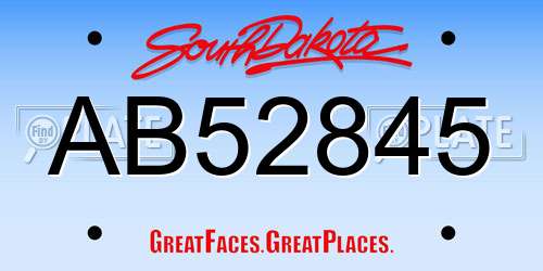AB52845 South Dakota License Plate